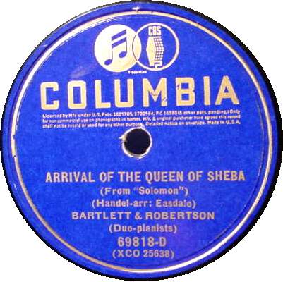 BARTLETT & ROBERTSON 12" 78 RPM - Duo Pianists