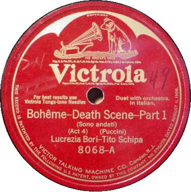 Lucrezia Bori Tito Schipa 12 78 RPM Boheme Death Scene