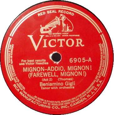 BENIAMINO GIGLI 12" 78 RPM - MIGNON Farewell / The Maid