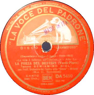 BENIAMINO GIGLI 78 RPM - La Forza Del Destino